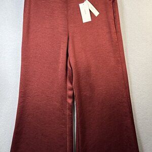 NWT Vince Sati‎ Wide Flare Pants Womens Size 10 Polyester Fluid Cropped Red $345